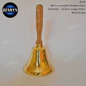 Lonceng Kuningan Tangkai Kayu D.11CM T.21cm Lonceng Es krim Bel Kuningan
