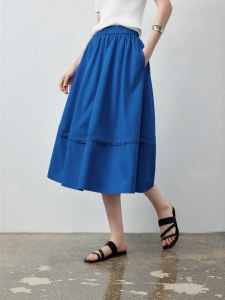 Toyouth | Pleated Klein Blue Cocoon Midi Skirt