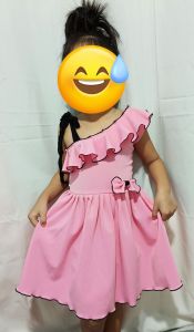 FRILL DRESS ONE-SIDED TWO WAY AND VBACK DRESS FOR KIDS