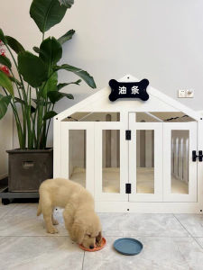 Zongchen Luxury Wooden Dog House Indoor Villa Real Wood Pet Shelter Warm Cozy Dog Kennel for Large Dogs Home Pet Supplies