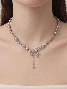YISHU | Elegant Design Pearl Necklace with Cross Pendant