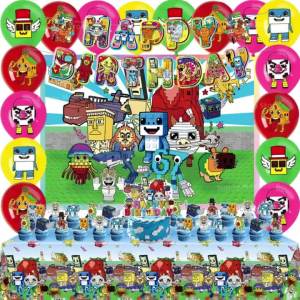 Hasbro | Bộ Dụng Cụ Trang Trí Tiệc Sinh Nhật Brainrot Dành Cho Trẻ Em Tiệc Chào Đón Em Bé Với Bóng Bay Vật Trang Trí Bánh Kem Băng Rôn Khăn Trải Bàn - Đồ Dùng Tiệc Theo Chủ Đề Brainrot