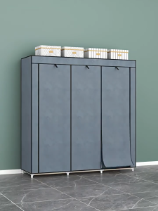 4 Drawers Zipper Wardrobe Non Woven Metal Frame Dustproof Foldable Large Capacity Clothes Storage