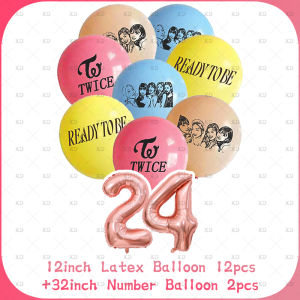 Beast Kingdom | K-pop Girl Group TwiceS Birthday Party Decoration Background Supplies Balloon Set Cake Toppers Bunting Banner Teenager Gift Prop
