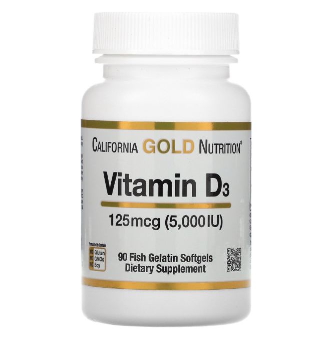 California Gold Nutrition Vitamin D3 125 mcg (5000 IU) 90 softgels