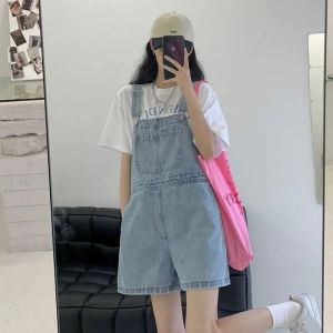 Slimming Wide Leg Denim Overalls Womens Summer Loose Fashionable Short Pants High Waist Shorts Stylish Ageless Trousers