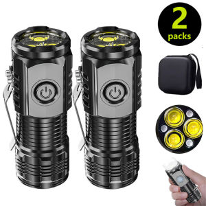 Mini 3LED Flashlight With Pen Clip,Night Walking Portable BrightnessRechargeable Waterproof Emergency Spotlight Outdoor Torch