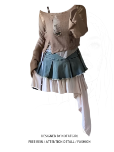 ชุดเสื้อเชิ้ตถักลายขนมปังและกระโปรงเอวสูงไม่สมมาตรพร้อมเสื้อชั้นในแบบขาดๆ สำหรับผู้หญิงไซส์เล็ก ชุดแฟชั่นฤดูร้อน