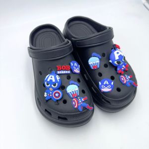 10Pcs/Set Crocs Jibbitz Charms 3D Cartoon Shoe Buckles Captain America Detachable Shoe Buckle Decoration for Crocs