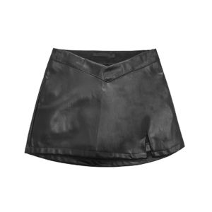 🦋 VEVE Korean Style A-line Leather Skirt women black wrap hip skirt