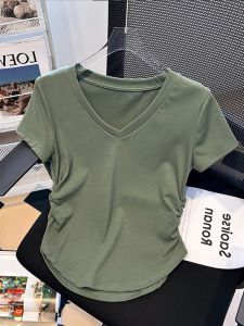 Summer French Design Tucked V-Neck T-Shirt