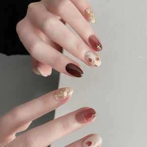 Nhựa Giả Tay Đeo Tay Thủ Công Pure White Tương Tác Với Mùa Thu Đông Tulip Đỏ Hoàn Thiện Móng Tay Có Thể Tháo Rời