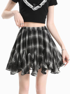 Váy Ngắn Chữ a Xếp Ly Cạp Cao Bằng Vải Voan Kẻ Caro Cổ Điển Cho Nữ Mùa Hè Nhỏ Gọn Co Giãn Không Đều