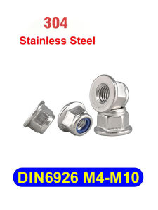 A2-70 Nylon Flange Nuts DIN6926 Hexagon Full Thread Self-locking Nut for Machine RC Model Fastening Parts M4 M5 M6 M8 M10