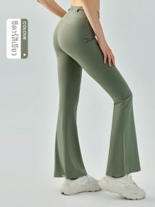 กางเกงโยคะทรงหลวมเอวสูงสำหรับผู้หญิง กางเกงขายาวทรงขาบาน ระบายอากาศได้ดี แห้งเร็ว ดูดซับเหงื่อ ทรงเข้ารูป ฤดูร้อน 2023