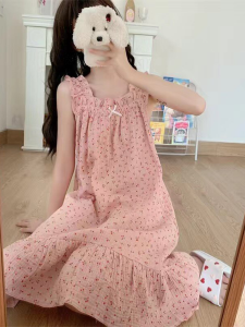 V.C.I | Summer Cotton Sweet Princess Style Thin Cami Dress Sleepwear