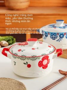 Bát Súp Gốm Hai Tai Lớn Có Nắp Đậy Để Sử Dụng Tại Nhà Bát Mì Có Giá Trị Thẩm Mỹ Cao螺粉 Set Sứ Lưu Vực Súp Lớn