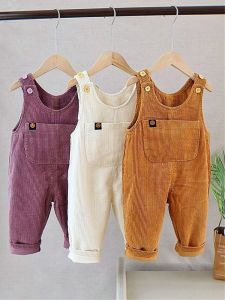 Quần Yếm Trẻ Em Em Bé Trai Gái Bé Gái Mẫu Mới Xuân Thu Quần Dài Liền Thân Dễ Phối Vải Nhung Kẻ Thời Trang Quần Yếm Trẻ Em Vừa Và Nhỏ