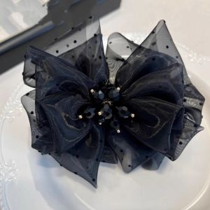 Fashionable Spots Hair Barrette Trendy Velvet Hair Clip with Butterfly Knot Updo Ponytail Holder Versatilit Airy Hair Decoration