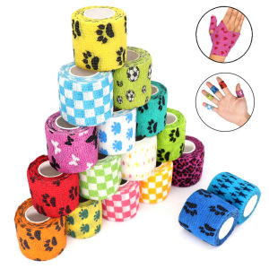 Elastic Self-Adhesive Bandage Wrap – Sports Tattoo joint Finger & Knee Support Pet Width 2.5cm-10cm Colorful Prints