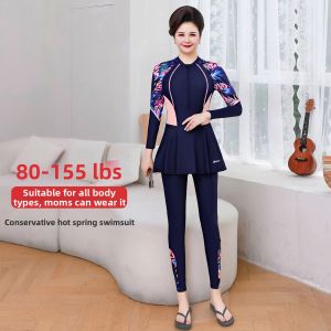 XTEP | Conservative Long Sleeve Pant Swimwear For Middle-aged Women