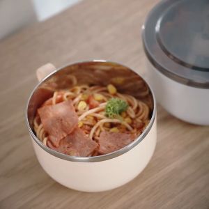 MAAXSTORE Japanese Style 304 Stainless Steel Student Office Round Lunch Box