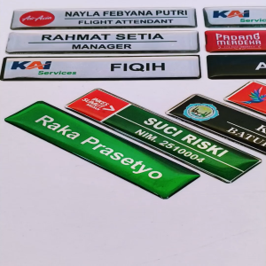 Name Tag / Papan Nama Dada Stainless Kotak (Peniti Magnet Paku)