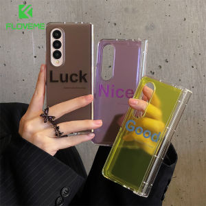 FLOVEME With Hinge Transparent Phone Case For Samsung Galaxy Z Fold 3 Fold 4 5G Candy Color Simple Clear Solid Shockproof Back Cover For Galaxy Z Fold 3 Fold 4