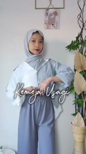 Atasan Blouse Wanita Korean Style & Kemeja Kasual Wanita Polos Crinkle Airflow Mix Salur Premium