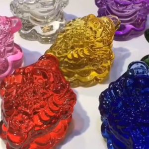 WHL 水晶蟾蜍 送五帝钱 招財 FENG SHUI已開光 麒麟 财神爷 送元宝 金蟾蜍 財神爺 招财 摆件 神台 黄水晶 元宝 聚宝盆 米缸 招财进宝 五帝钱 風水擺件 Room Decoration Home Decor