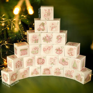 24pcs Christmas Advent Calendar Number Boxes Pink Blue Candy Treat Boxes Countdown to Christmas Gift Box for Holiday Xmas Party