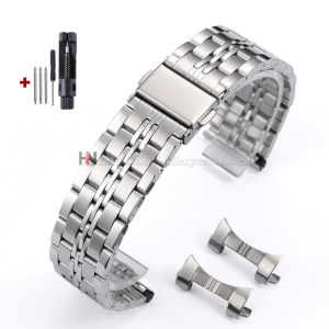 18mm 20mm 22mm 24mm Curved End Stainless Steel Watch Bracelet Men Metal Folding Buckle Watch Strap for Seiko for Omega Wristband