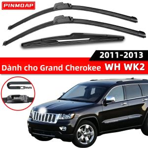 PINMOAP 3 Bộ Lưỡi Gạt Nước Cho Xe Jeep Grand Cherokee WH WK2 2011-2013 Kính Chắn Gió Phía Trước & Phía Sau Cao Su Yên Tĩnh Tầm Nhìn Rõ Ràng