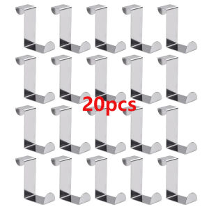 20pcsDrawer Reversible Stainless Steel Hooks Cabinet Door Towel Racks Office and Kitchen Shelves