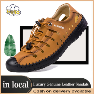 【Local Shipping】Male Sandals Luxury Men Genuine Leather Sandals Casual Walking Sandals For Men Summer Beach Leather Shoes