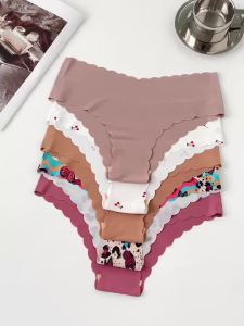 Bộ 5 Quần Lót Nữ Không Đường May Mềm Mại Co Giãn Vô Hình Quần Đùi Thấp Cạp Dệt Kim Quần Lót Bikini Polyamide Elastane