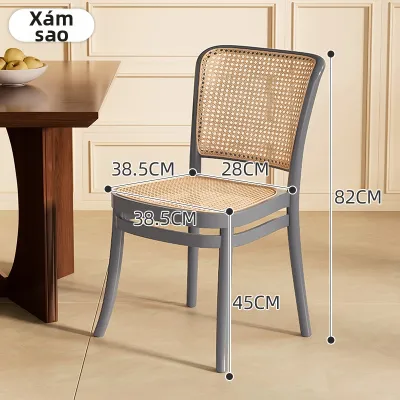ZHUSHANXIA | Ghế Ăn Cổ Điển Bằng Tre Đan Có Thể Đống