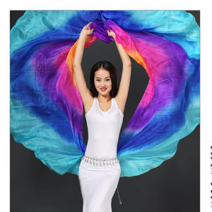 2025 New Dance Wings Belly Dance Pure Silk Rainbow Double Gauze Shawl Stage Performance Accessories Props
