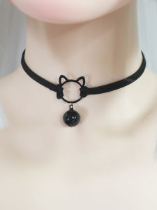 Cute Black Cat Bell Necklace Short Choker Student Fashion Jewelry Simple Personality Hot Girl Clavicle Chain Alloy Pendant