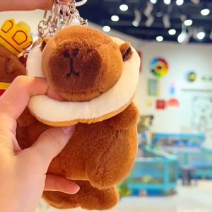 12CM Capybara Keychain Plush Pendant Keychain Bag Cartoon Animal Stuffed Doll Toy Children Gift Toy