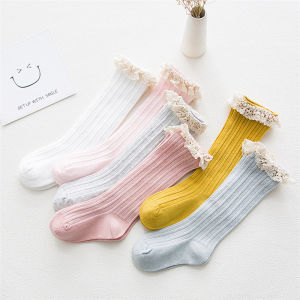 1-5Y Childrens Knee High Socks with Lace Cheap Stuff Kid Princess Girls Baby Leg Warmers Cotton Socks For Girls Free Shipping