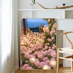 Diamond Painting Rose Sea Landscape Full Drill 2025 Handmade DIY Stick Tile with Frame Living Room Decorative Artwork