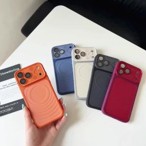 Luxury Water Ripple Pattern Big Window Phone Case For iPhone 17 16 15 14 Plus 13 12 11 Pro Max For Magsafe Magnetic Bumper Cover