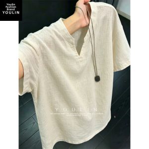 YOULIN | Retro V-Neck Breathable T-Shirt Casual Relaxed Feeling