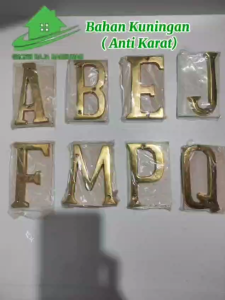 Huruf dan Nomor Rumah Bahan Kuningan