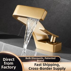 Luxurious Gold Creative Waterfall Brass Faucet