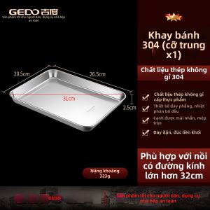 GEDO | Bộ Nồi Hấp Hình Chữ Nhật Dài Bằng Thép Không Gỉ