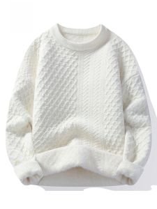 ROMON | Lormen Mens Knitted Sweater Autumn Winter New Loose Casual Round Neck Thick Warm Inner Wear Base Layer Sweater Fashion Urban Style