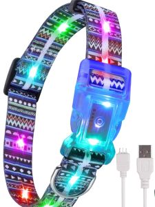 LED Rechargeable Dog Leash Glowing Pet Collar Waterproof Night Light Lost Dog Flashing Walking Dog Pet Collar Yushang Brand