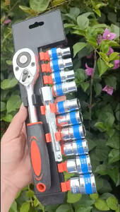 Bộ tay khẩu và đầu khẩu 10 chi tiết – Dụng cụ siết mở bulong tiện dụng bền chắc (Số 8 10 12 13 14 15 17 19 22 24 MM)